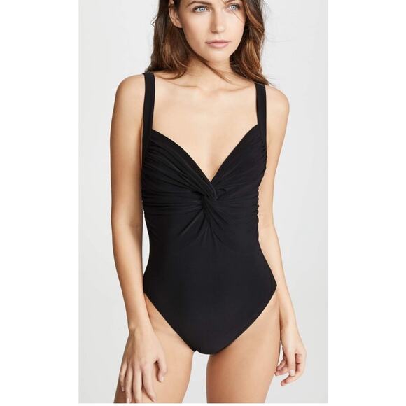 Norma Kamali Swimsuit SZ Medium Mio Twist Front One Piece Black Swim Designer - Picture 1 of 16